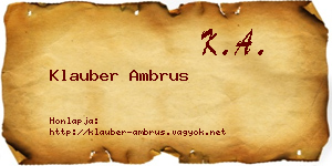 Klauber Ambrus névjegykártya